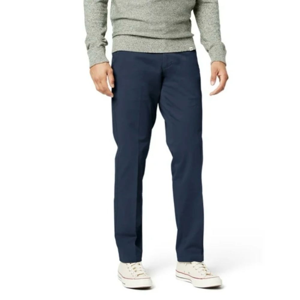 Dockers SMARTSERIES Work Day Khaki Straight Fit Wrinkle Resis, Mens, 38x29, Blue